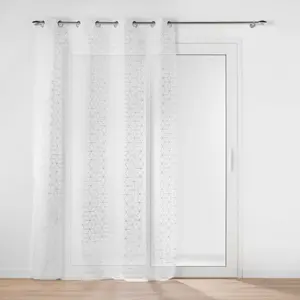 Douceur d'Intérieur Voilage a oeillets 140 x 240 cm voile sablé imprimé metallisé Milo Argent pas cher