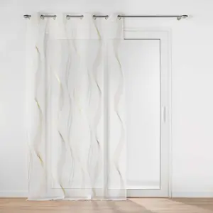 Comparateur de prix : Douceur d'Intérieur Voilage a oeillets 140 x 240 cm voile sablé imprimé metallisé Elona Or
