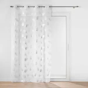 Comparateur de prix : Douceur d'Intérieur Voilage a oeillets 140 x 240 cm voile sablé imprimé metallisé Edelia Argent