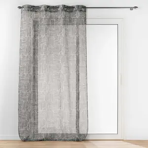Douceur d'Intérieur Voilage a oeillets 140 x 240 cm voile sable imprimé Pandore Noir pas cher