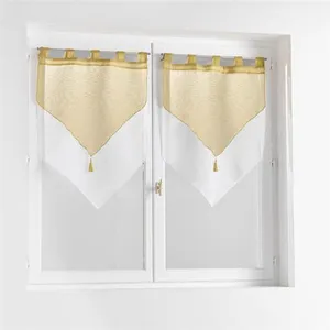 Douceur d'Intérieur Paire pompon passants 2 x 60 x 160 cm voile double sable duetto Miel/blanc pas cher