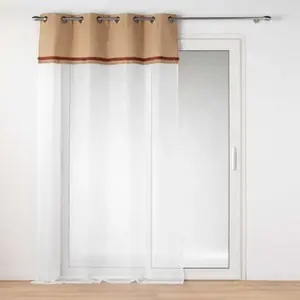 Douceur d'Intérieur Voilage a oeillets 140 x 240 cm voile sablé + jute Malory Terracotta pas cher