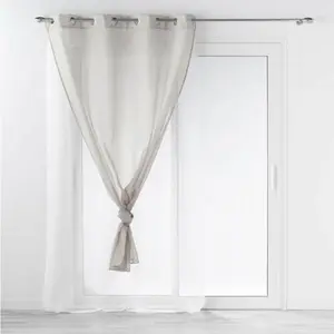 Comparateur de prix : Douceur d'Intérieur Voilage a oeillets 140 x 240 cm voile double sable duetto Gris/blanc