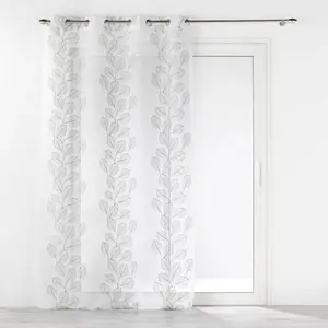 Comparateur de prix : Douceur d'Intérieur Rideau Voilage - Brodé Edenia - 140x240cm - Gris -  illets - Polyester