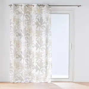 Douceur d'Intérieur Voilage à illets 135 x 240 cm - Luminette Imprimé Métallisé Vayana Naturel pas cher