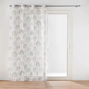DOUCEUR D'INTÉRIEUR Voilage a oeillets 140 x 240 cm voile sable imprime Palmea Naturel pas cher