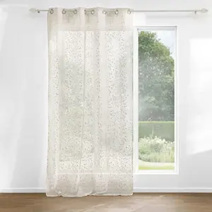Voilage illets 140x240 cm Maïssa Blanc - Voile sablé métallisé pas cher