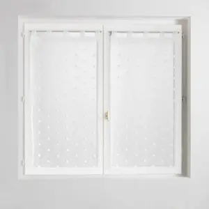 Paire de Voilages à Passants "Pompinou" 60x120cm Blanc pas cher
