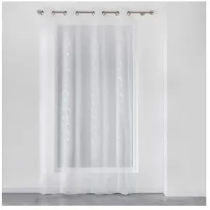 DOUCEUR D'INTÉRIEUR Panneau a oeillets 140 x 240 cm voile sable applique dalya Blanc pas cher