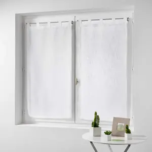 Comparateur de prix : Douceur d'Intérieur Paire droite passants 2 x 60 x 90 cm effet lin tisse haltona Blanc
