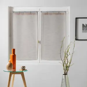 Douceur d'Intérieur PAIRE DROITE ANNEAUX 2 x 60 x 90 CM VOILE TISSE MILZA BEIGE