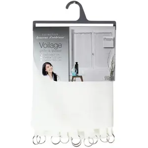 Douceur d'Intérieur PAIRE DROITE ANNEAUX 2 x 60 x 90 CM VOILE TISSE MILZA BLANC