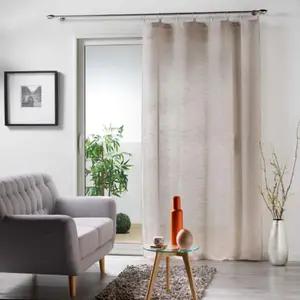 Douceur d'Intérieur PANNEAU A ANNEAUX 140 x 240 CM VOILE TISSE MILZA BEIGE pas cher