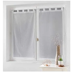 Douceur d'Intérieur Paire droite passants 2 x 60 x 160 cm voile sable applique dalya Blanc pas cher