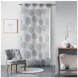 Paris Prix Rideau Voilage "Romana" 140x240cm Blanc & Noir pas cher