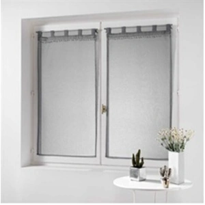 Comparateur de prix : Paris Prix Paire de Voilages à Pompons "Poupette" 60x90cm Gris