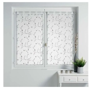 Douceur d'Intérieur Paire droite passants 2 x 60 x 90 cm voile sable brode petite fleur Blanc/Gris pas cher