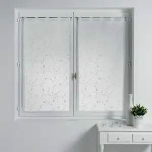 Comparateur de prix : Douceur d'Intérieur Paire voilages 2 x petite fleur - 2 x 60 x 90 / blanc et blanc