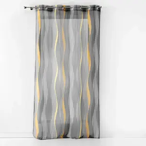Comparateur de prix : DOUCEUR D'INTERIEUR Rideau Voilage à oeillets "Ondulys" 140x240cm Jaune & Anthracite