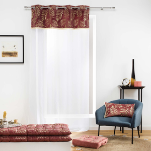 DOUCEUR D'INTERIEUR Voilage au top imprimé et frangé (140x240 cm - Rose Clair) pas cher