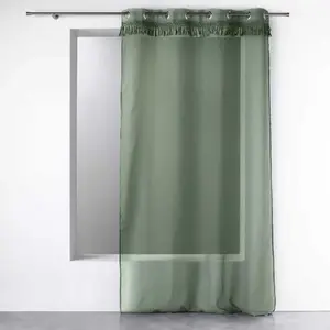 DOUCEUR D'INTERIEUR PANNEAU A OEILLETS 140 x 240 CM VOILE SABLE+FRANGES ZAGORA KAKI pas cher