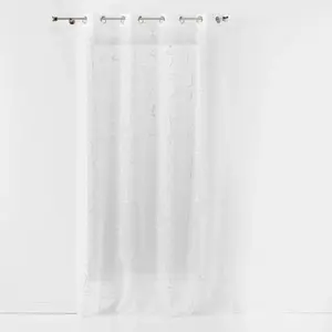 Douceur d'Intérieur Rideau Voilage à oeillets "Arty Line" 140x240cm Blanc & Argent pas cher