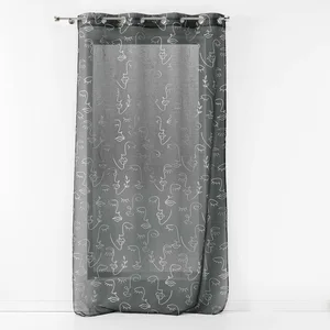 Comparateur de prix : Douceur d'Intérieur Rideau Voilage à oeillets "Arty Line" 140x240cm Anthracite & Argent