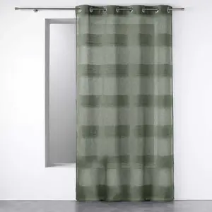 Douceur d'Intérieur Voilage a oeillets 140 x 240 cm effet lin tisse fils chenille terraza Kaki pas cher