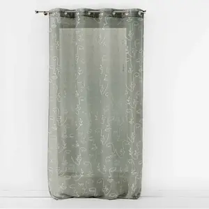 DOUCEUR D'INTERIEUR Voilage a oeillets 140 x 240 cm en voile imprimé métallisé Artyline Kaki/argent