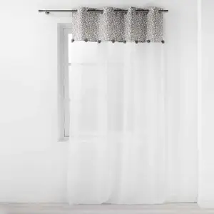 Douceur d'Intérieur Panneau a oeillets 140 x 240 cm voile sable+top imp met+pompon vilanelle Sans pas cher