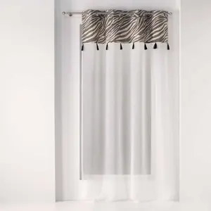 Douceur d'Intérieur panneau a oeillets 140 x 240 cm voile sable+top imprime+pompon maroni pas cher
