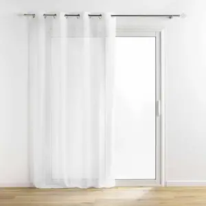 Douceur d'Intérieur Voilage a oeillets 140 x 240 cm aspect brillant Sunline Blanc/argent pas cher