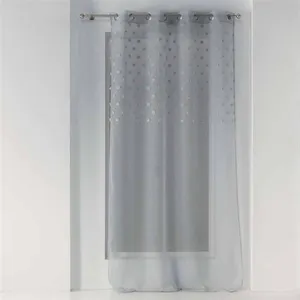 DOUCEUR D'INTÉRIEUR Voilage a oeillets 140 x 240 cm voile sablé pompons melusine Gris