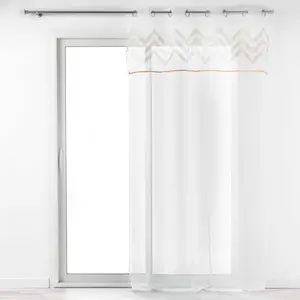 Comparateur de prix : DOUCEUR D'INTERIEUR Panneau a oeillets 140 x 240 cm voile sable+top applique metal levi Blanc/or
