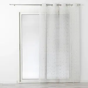 Douceur d'Intérieur Voilage à oeillets 140 x 240 cm luminette fils metallises dixie Blanc/or