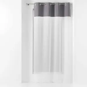 DOUCEUR D'INTÉRIEUR Voilage a oeillets 137 x 240 cm voile sablé + haut coton Jolibel Gris