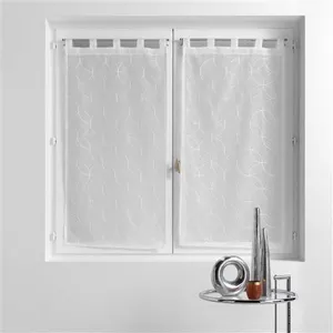 Comparateur de prix : Douceur d'Intérieur Paire droite passants 2 x 60 x 120 cm voile sablé brodé Olympia Blanc
