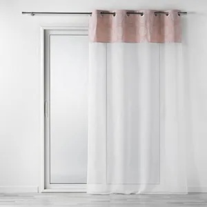 Douceur d'Intérieur Voilage a oeillets 140 x 240 cm voile sablé + haut coton Sibel Rose pas cher