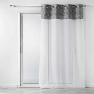 Douceur d'Intérieur Voilage a oeillets 140 x 240 cm voile sable+ haut coton Sibel Gris