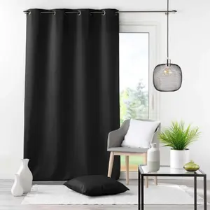 Douceur d'Intérieur Rideau oeillets 140x280 ESSENTIEL NOIR pas cher
