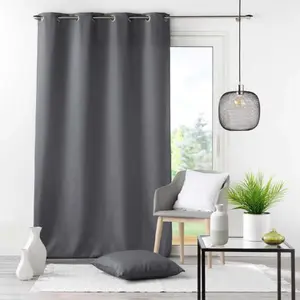 Comparateur de prix : Douceur d'Intérieur Rideau a oeillets metal 140 x 280 cm polyester uni essentiel Beton