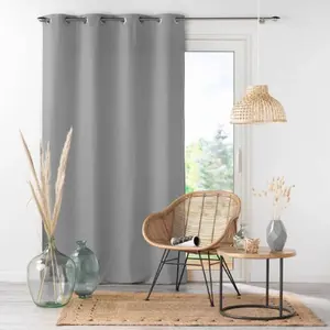 Comparateur de prix : Douceur d'Intérieur Rideau a oeillets 140 x 260 cm microfibre unie absolu Gris