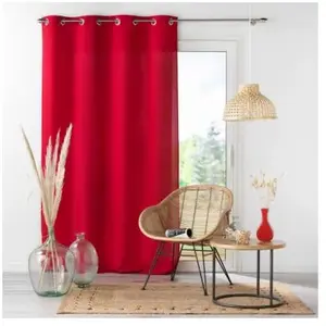 Douceur d'Intérieur Rideau a oeillets 140 x 260 cm microfibre unie absolu Rouge pas cher