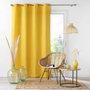 Comparateur de prix : Douceur d'Intérieur Homemaison - Rideau a oeillets Microfibre Absolu Jaune 140 x 280 cm
