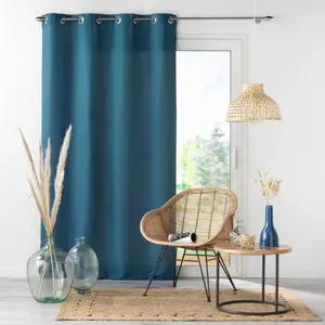 Comparateur de prix : Douceur d'Intérieur Homemaison - Rideau a oeillets Microfibre Absolu Indigo 140 x 280 cm
