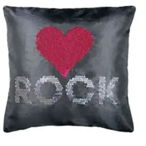 DOUCEUR D'INTERIEUR Coussin 40x40cm sequins Love rock pas cher