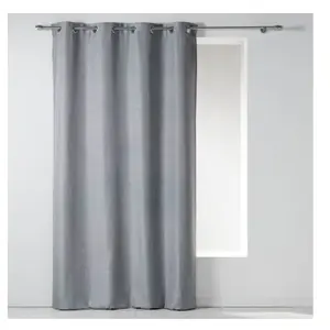 Douceur d'Intérieur Rideau a oeillets 140 x 260 cm chambray uni newton Gris pas cher