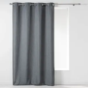 Douceur d'Intérieur Rideau a oeillets 140 x 260 cm chambray uni newton Anthracite pas cher