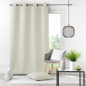 Douceur d'Intérieur Rideau a oeillets metal 140 x 280 cm polyester uni essentiel Naturel