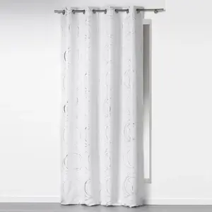 Douceur d'Intérieur Rideau a oeillets 140 x 260 cm polyester imprime argent bully Blanc pas cher
